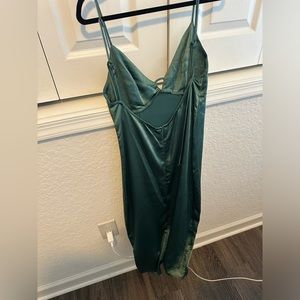 silk emerald green dress